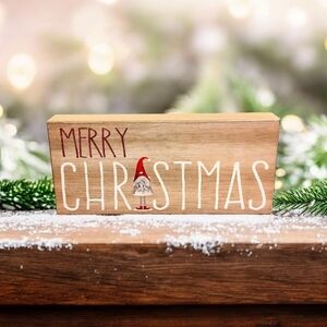 Brand New Quill To Paper By Sixtrees Merry Christmas Gnome Wooden Box Sign